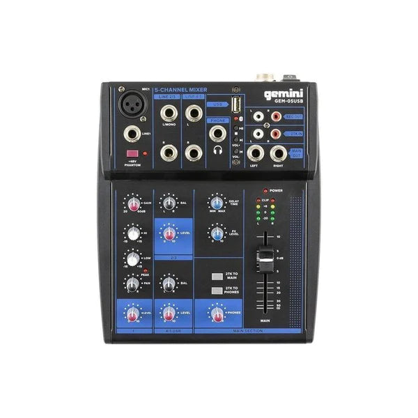 Gemini Audio GEM-05USB Compact 5 Channel Bluetooth Mixer