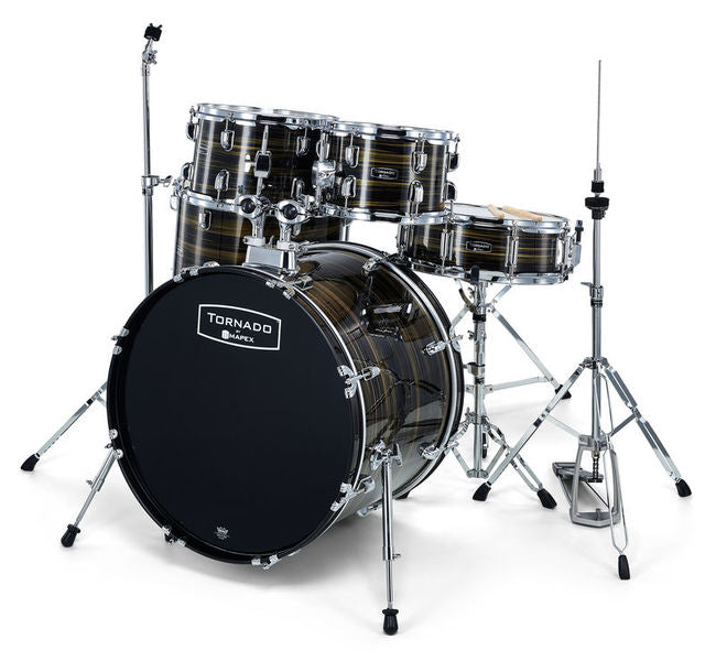 Mapex  Tornado 5 pcs Drum Set w/Hardware Throne & Cymbals -Brown Wood Grain TND5294FTCFJ