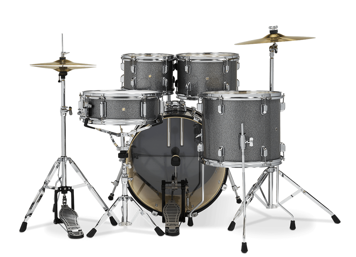 PDP PDCE2015KTSS Center Stage 5-piece Complete Drum Set with Cymbals - Silver Sparkle
