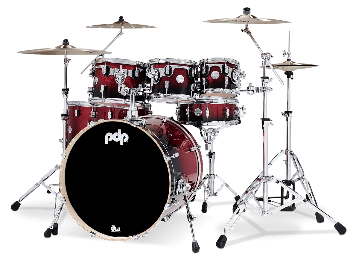 PDP PDCM2217RB Concept Maple Shell Pack 7-Piece Red To Black Sparkle Fade