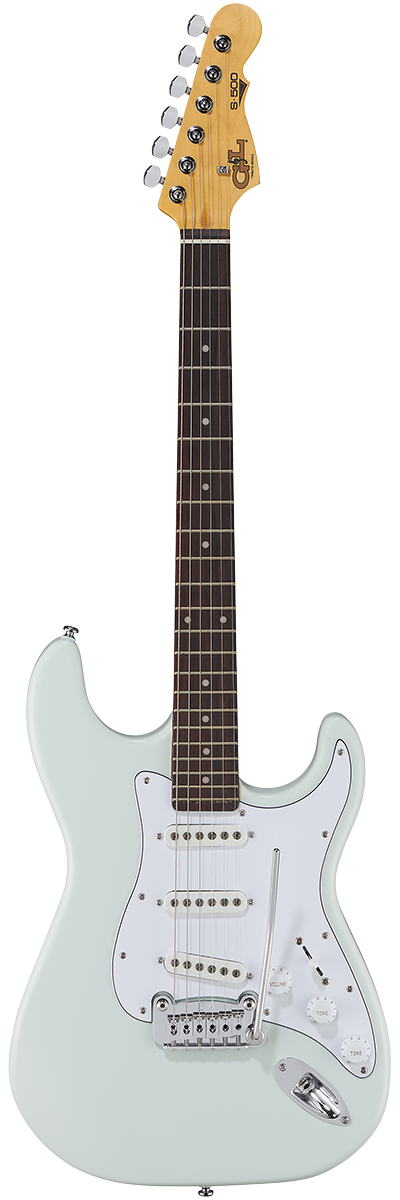 G L Tribute S 500 Electric Guitar Vintage White Sonic Blue Irish Ale