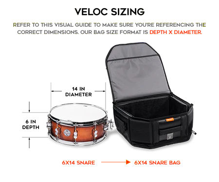 Gruv Gear VSNR-GX14-BLK VELOC Drum Transport Snare Bag 6 x 14"